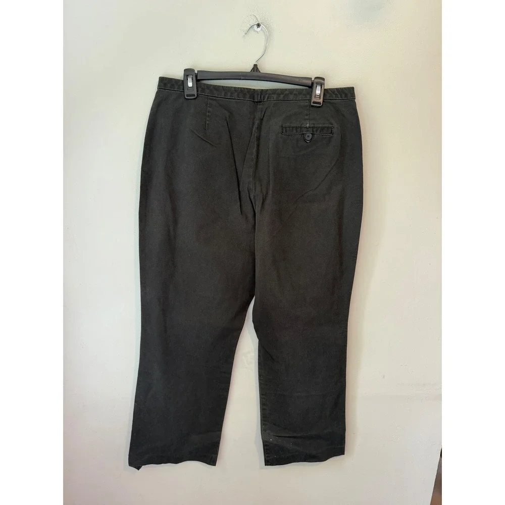 Ann Taylor Stretch Black Straight Leg Trousers Pants Women Size 14 Cotton Blend